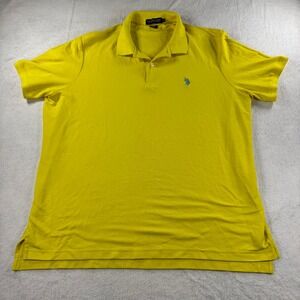U.S. Polo Assn. Performance Pique Yellow Polo Shirt Men's 2XL Frat Career Preppy